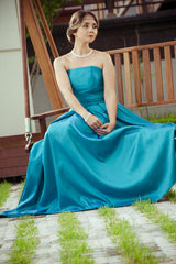 A-line Strapless Floor Length Sleeveless Chiffon Bridesmaid Dress-stylesnuggle