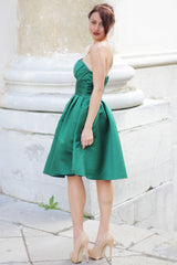 A-line Strapless Knee Length Charmuse Sleeveless Bridesmaid Dress-stylesnuggle