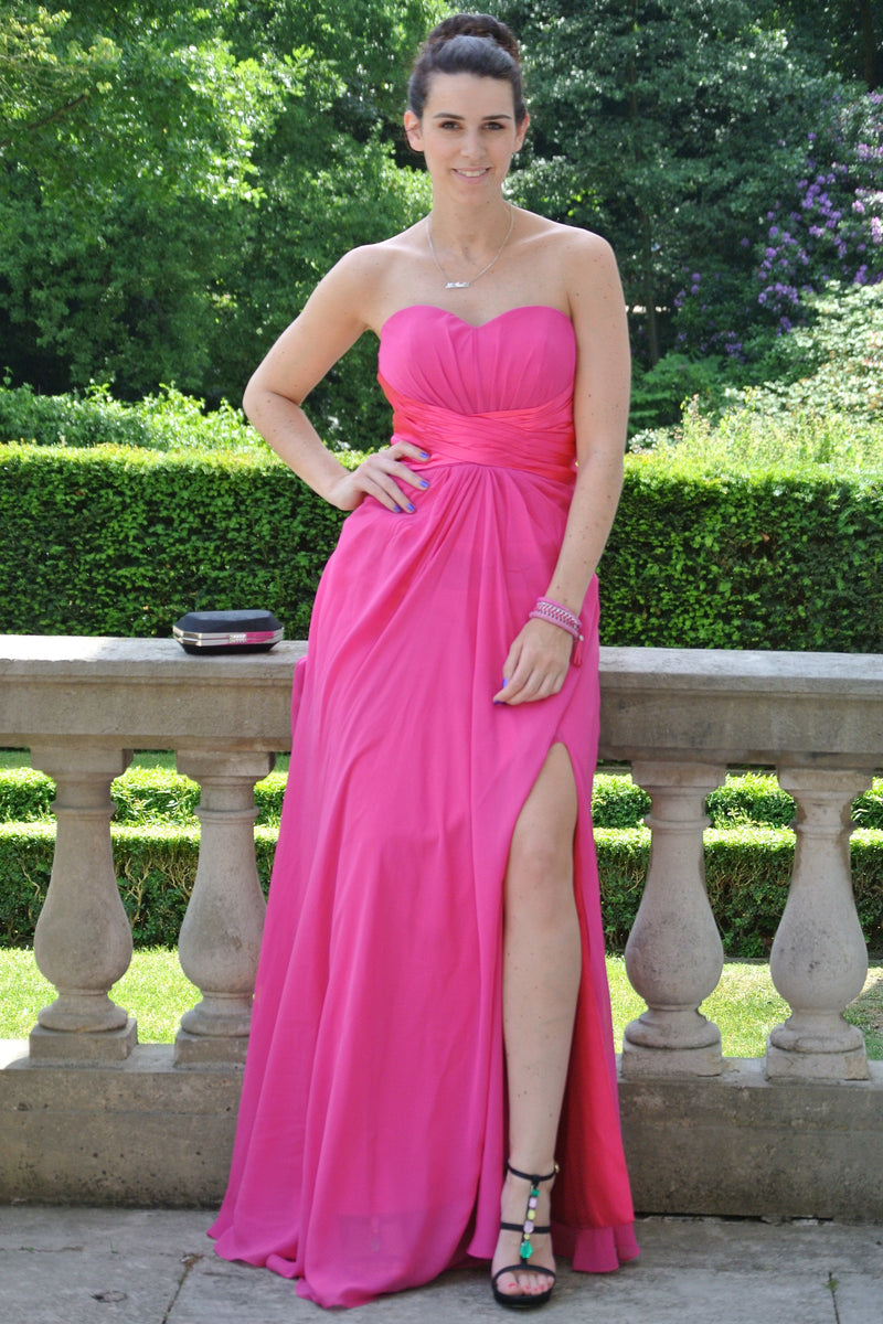 A-line Sweetheart Floor Length Chiffon Front Slit Backless Prom Dress-stylesnuggle