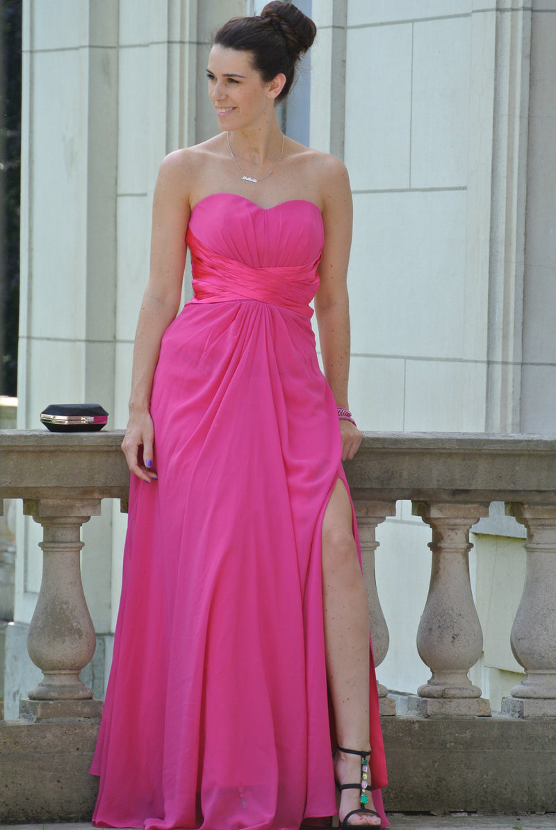 A-line Sweetheart Floor Length Chiffon Front Slit Backless Prom Dress-stylesnuggle