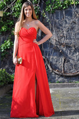 A-line Sweetheart Floor Length Chiffon Front Slit Prom Dress-stylesnuggle