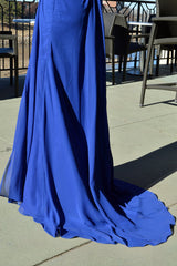 A-line Sweetheart Floor Length Chiffon Front Slit Rhinestone Prom Dress-stylesnuggle