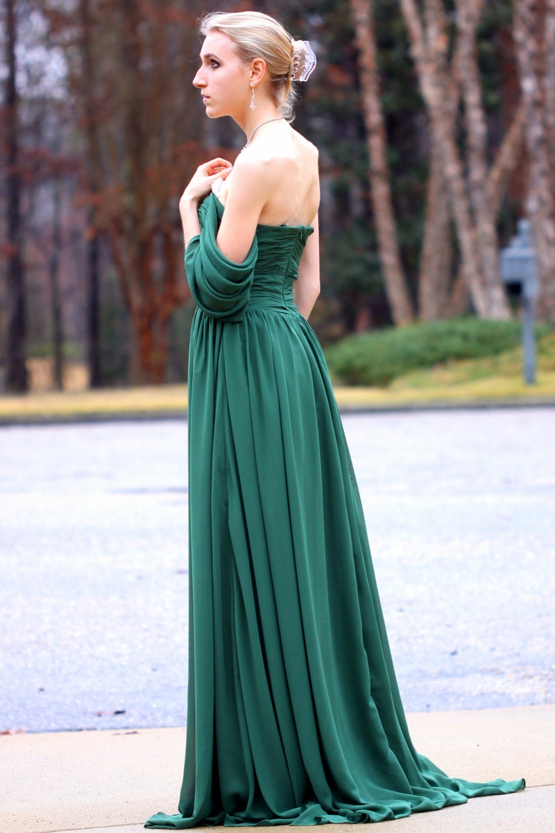 A-line Sweetheart Floor Length Chiffon Lace Backless Prom Dress-stylesnuggle