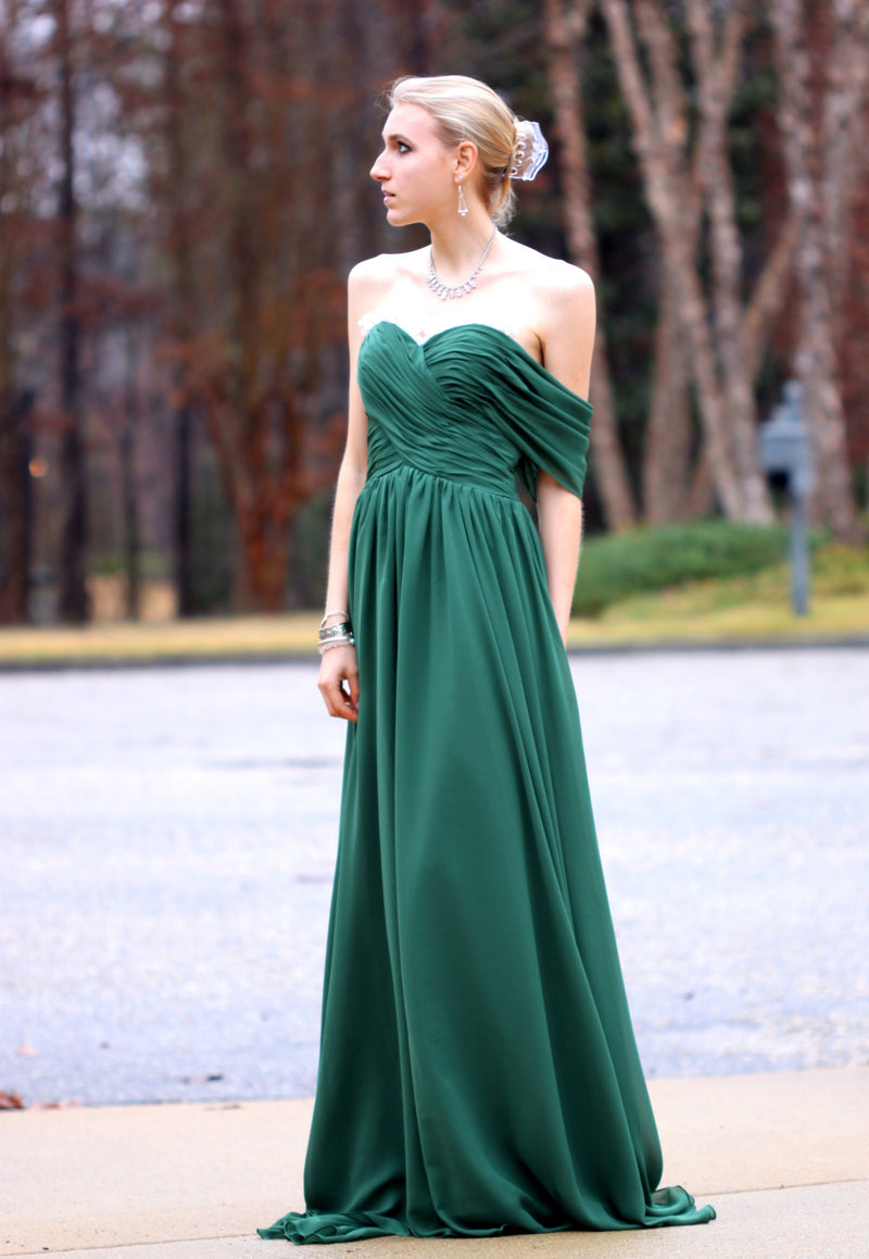 A-line Sweetheart Floor Length Chiffon Lace Backless Prom Dress-stylesnuggle