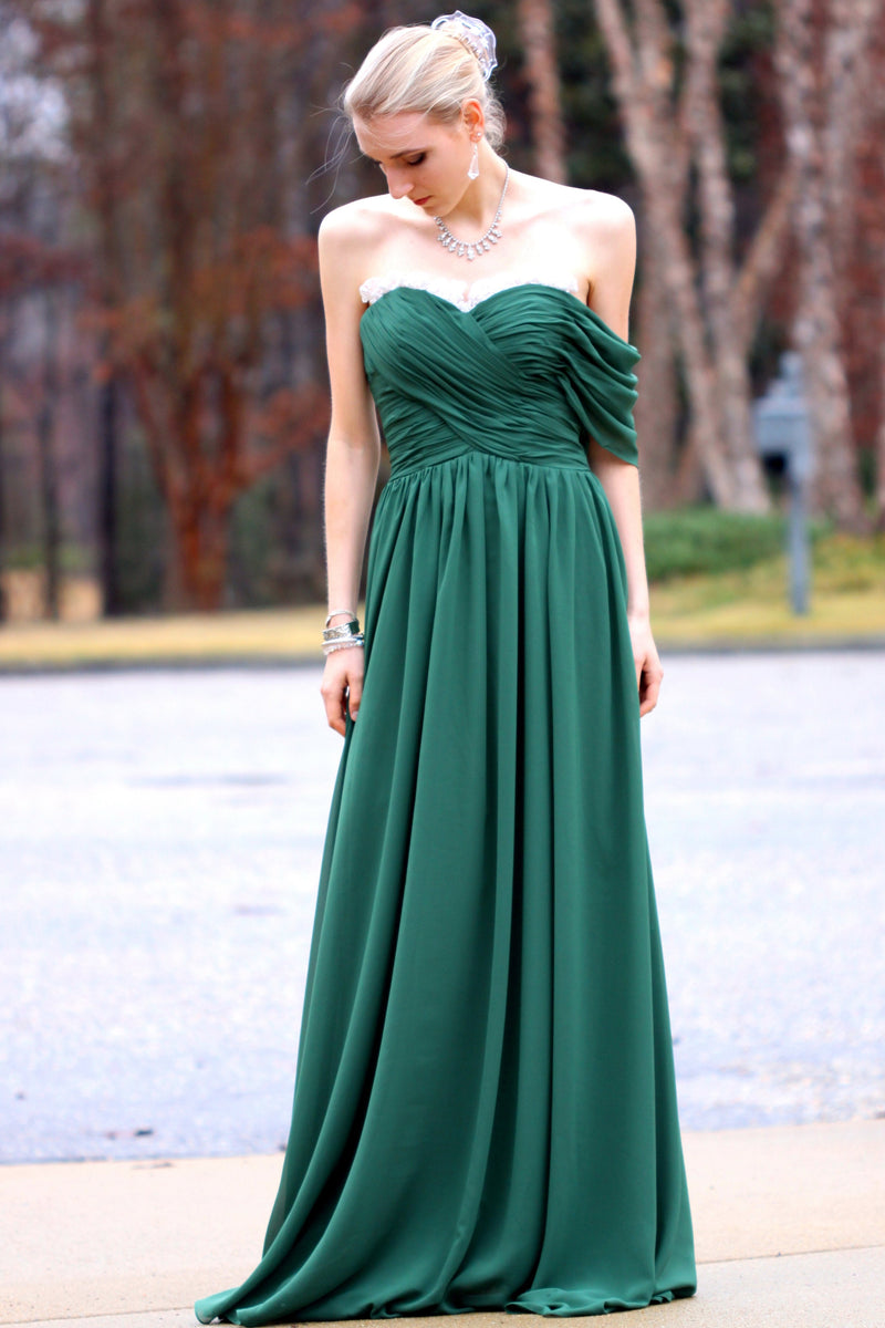 A-line Sweetheart Floor Length Chiffon Lace Backless Prom Dress-stylesnuggle