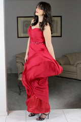 A-line Sweetheart Floor Length Chiffon Rhinestone Prom Dress-stylesnuggle