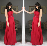 A-line Sweetheart Floor Length Chiffon Rhinestone Prom Dress-stylesnuggle