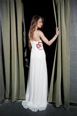 A-line Sweetheart Floor Length Chiffon Rhinestone Wedding Dress-stylesnuggle