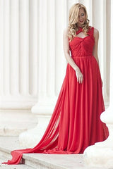 A-line Sweetheart Floor Length Sleeveless Chiffon Evening Dress-stylesnuggle