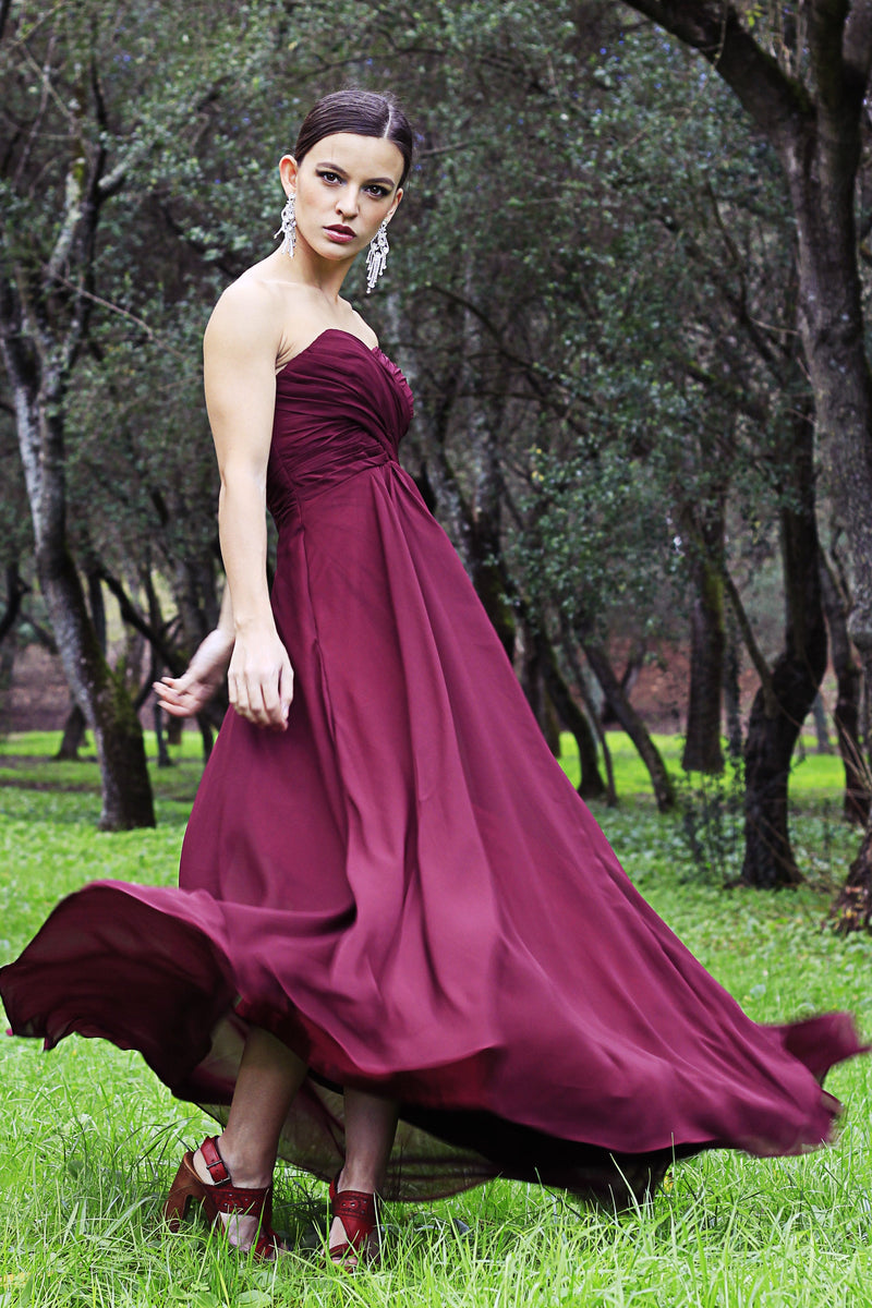 A-line Sweetheart Floor Length Tulle Chiffon Prom Dress-stylesnuggle