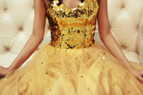 A-line Sweetheart Floor Length Tulle Paillette Prom Dress-stylesnuggle