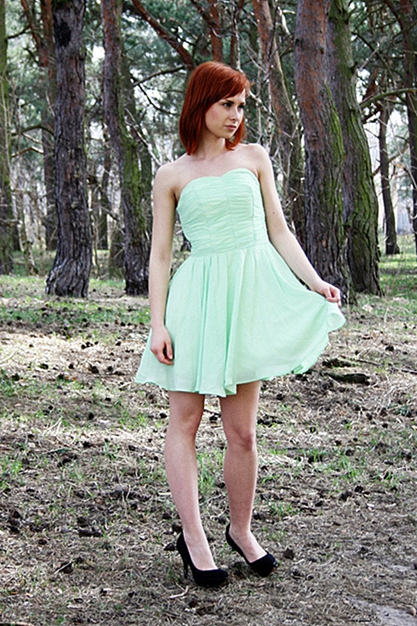 A-line Sweetheart Knee Length Chiffon Sleeveless Prom Dress-stylesnuggle