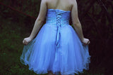 A-line Sweetheart Knee Length Tulle Rhinestone Prom Dress-stylesnuggle