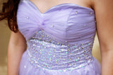 A-line Sweetheart Knee Length Tulle Rhinestone Prom Dress-stylesnuggle