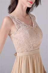 A-Line V-neck strap Lace Backless sleeveless Knee Length mother's dress-stylesnuggle