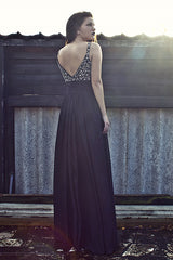 A-line Wide Strap Floor Length Chiffon Rhinestone Backless Prom Dress-stylesnuggle