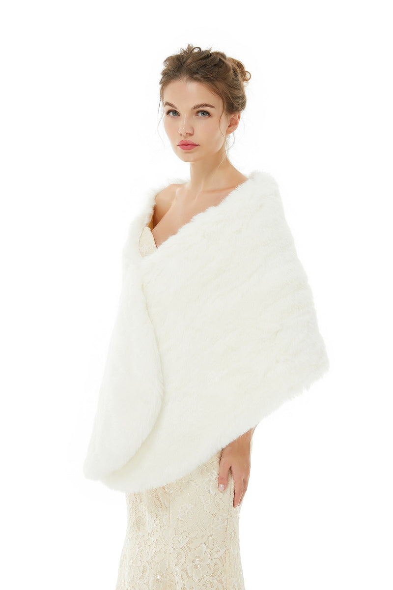 Adah - Winter Faux Fur Wedding Wrap-stylesnuggle