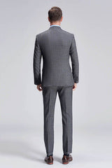 This Advanced Grey Plaid Mens Suits for Business, Peak Lapel Bespoke Suits for Men Sale at stylesnuggle comes in all sizes for prom, wedding and business. Shop an amazing selection of Peaked Lapel Single Breasted Grey mens suits in cheap price.