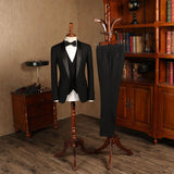 Buy All Black Three-pieces Custom Wedding Suit For Grooms for men from stylesnuggle. Huge collection of Shawl Lapel Single Breasted Men Suit sets at low offer price &amp; discounts, free shipping &amp; custom made. Order Now.