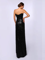 Celebrity Dresses Sheath Black Sequined Sweetheart Neck Evening Dress Inspired By Rosario Dawson At Oscar