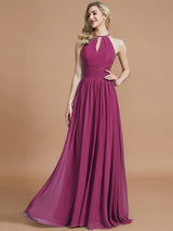 A-Line Charming Chiffon Scoop Sleeveless Bridesmaid Dresses