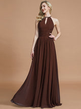 A-Line Charming Chiffon Scoop Sleeveless Bridesmaid Dresses