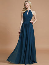 A-Line Charming Chiffon Scoop Sleeveless Bridesmaid Dresses