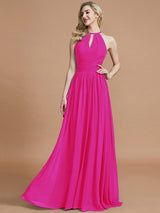 A-Line Charming Chiffon Scoop Sleeveless Bridesmaid Dresses