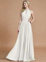 A-Line Charming Chiffon Scoop Sleeveless Bridesmaid Dresses