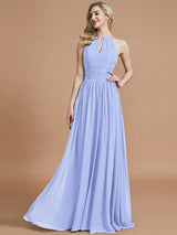 A-Line Charming Chiffon Scoop Sleeveless Bridesmaid Dresses