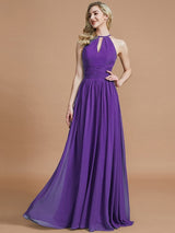 A-Line Charming Chiffon Scoop Sleeveless Bridesmaid Dresses