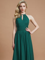 A-Line Charming Chiffon Scoop Sleeveless Bridesmaid Dresses