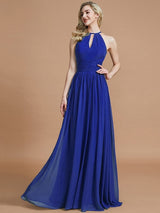 A-Line Charming Chiffon Scoop Sleeveless Bridesmaid Dresses