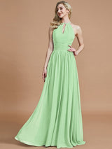 A-Line Charming Chiffon Scoop Sleeveless Bridesmaid Dresses