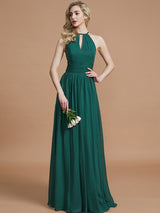 A-Line Charming Chiffon Scoop Sleeveless Bridesmaid Dresses