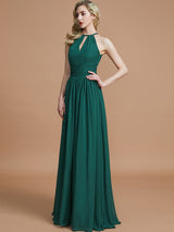 A-Line Charming Chiffon Scoop Sleeveless Bridesmaid Dresses