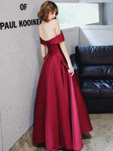 Evening Dress A-Line Bateau Neck Matte Satin Floor-Length Pleated Formal Party Dresses