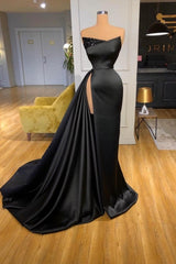 Amazing Long Black Sleeveless Graduation Dresses Prom Dresses With Split Online-stylesnuggle