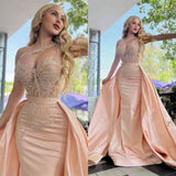 Amazing One Shoulder Mermaid Prom Dress Overskirt Long With Lace Beads-stylesnuggle