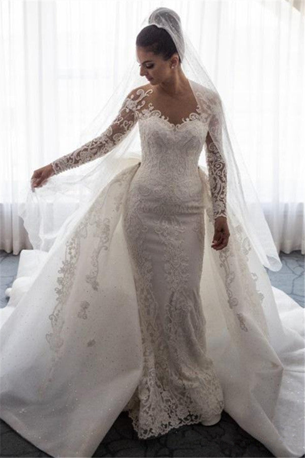 stylesnuggle custom made this Long Sleeves lace wedding dress online, we sell dresses online all over the world. Also, extra discount are offered to our customs. We will try our best to satisfy everyoneone and make the dress fit you w