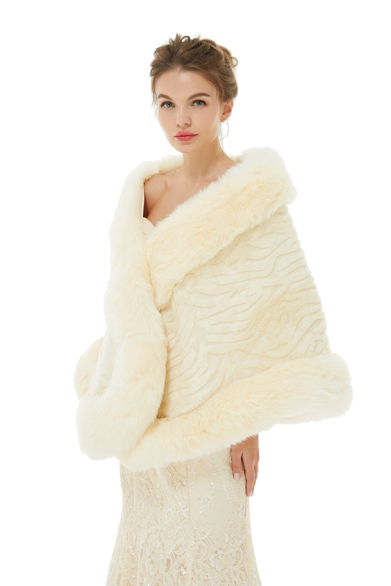 Amber - Winter Faux Fur Wedding Wrap-stylesnuggle