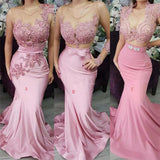 stylesnuggle offers beautiful Appliques Lace Mermaid Evening Dresses Pink Formal Dresses to fit your style,  body type &Elegant sense. Check out  selection and find the Mermaid Prom Party Gowns of your dreams!