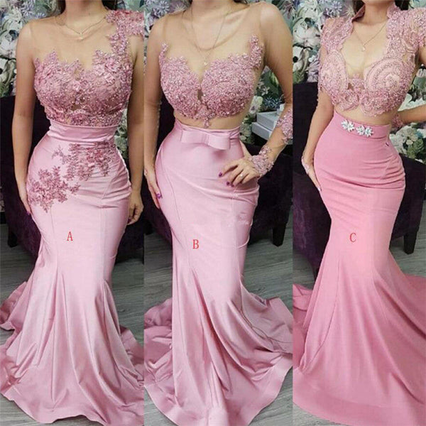 stylesnuggle offers beautiful Appliques Lace Mermaid Evening Dresses Pink Formal Dresses to fit your style,  body type &Elegant sense. Check out  selection and find the Mermaid Prom Party Gowns of your dreams!