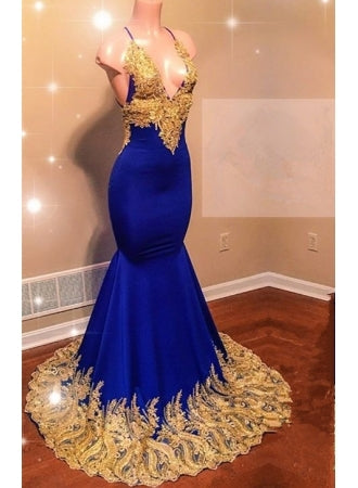 stylesnuggle offers Appliques Spaghetti Sleeveless V-neck Mermaid Prom Dresses at a cheap price from  to Mermaid hem. Gorgeous yet affordable Sleeveless Real Model Series.