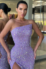 Asymmetrical Mermaid Off-the-shoulder Sequined Floor-length High Split Open Back Prom Dress-stylesnuggle