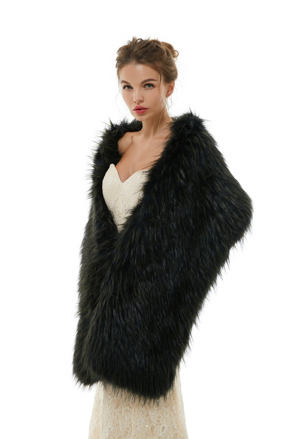 Badra - Winter Faux Fur Wedding Wrap-stylesnuggle