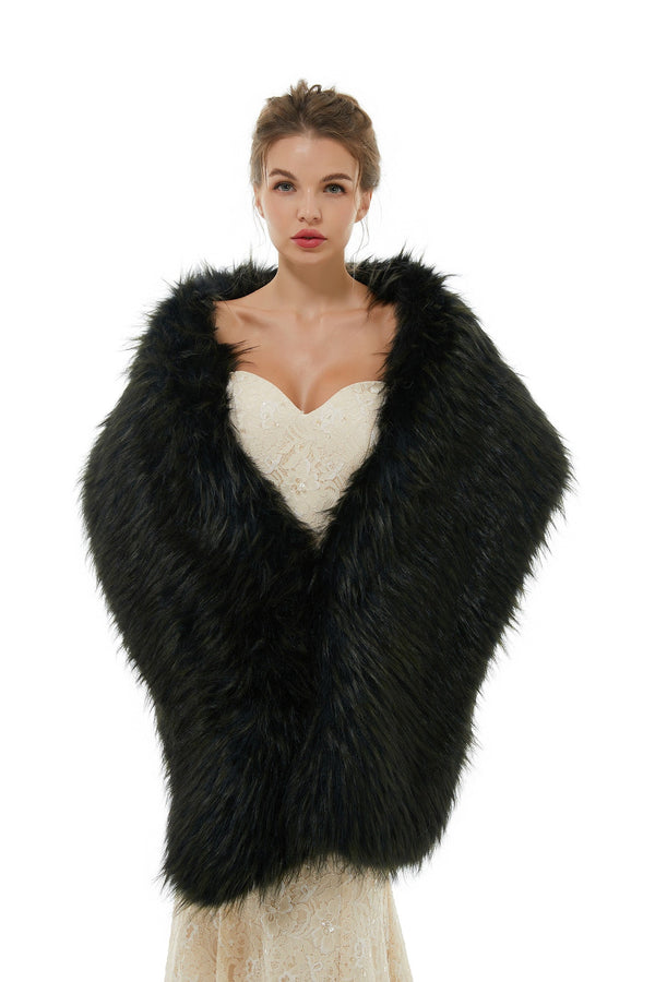 Badra - Winter Faux Fur Wedding Wrap-stylesnuggle