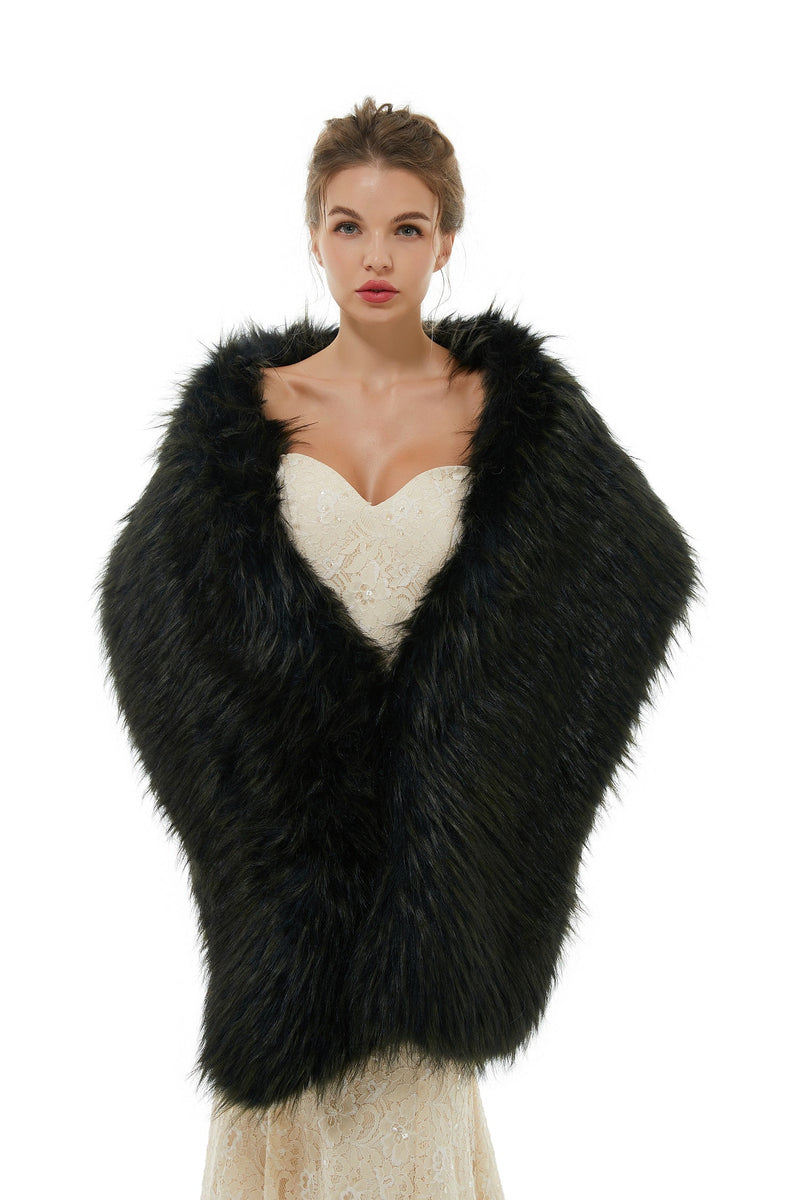 Badra - Winter Faux Fur Wedding Wrap-stylesnuggle