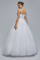 Ball Gown Spaghetti strap Square Neckline Beading Tulle Ankle Length Open Back Beautiful Prom Dress-stylesnuggle