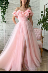 Ball Gown Strapless Asymmetrical Applique Off-the-shoulder Floor-length Prom Dress-stylesnuggle